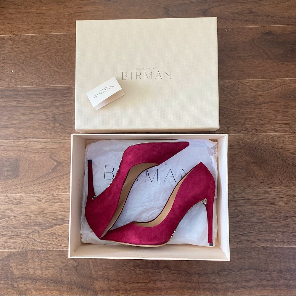 Alexandre birman pumps suede red burgundy sz 40 US 9 new w/ box snake skin Olga
